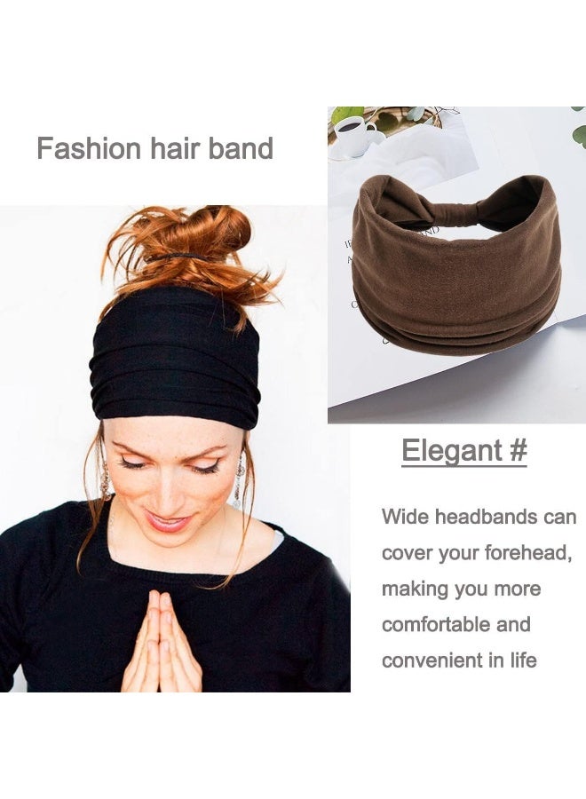 ChicAbode 4 Pcs Wide Headbands for Women, Fashion Head Bands Non Slip Elastic Hair Bands Knoted Turban, Sport Sweat Headband for Yoga Running Gym - Image 5